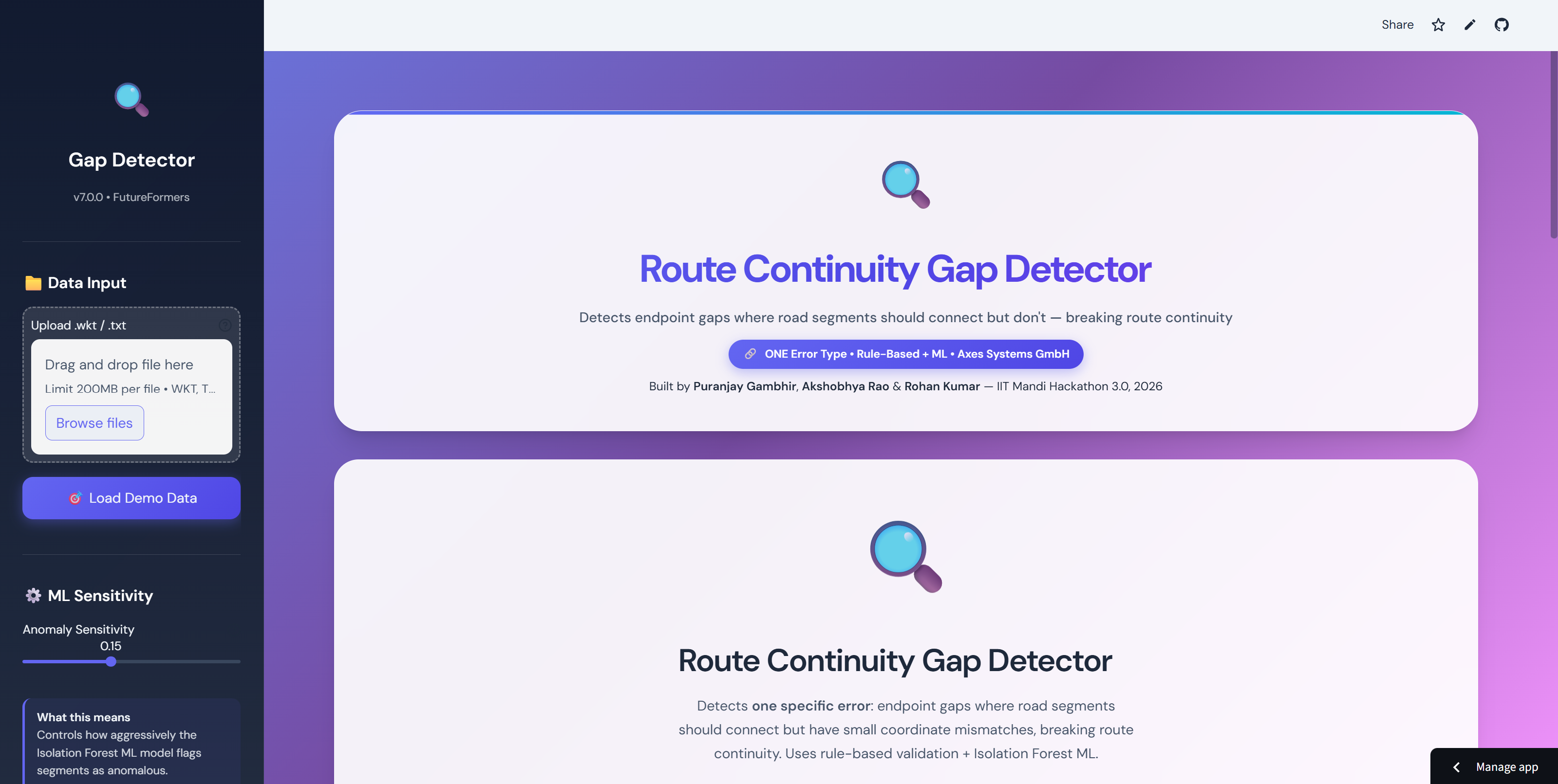 Route Continuity Gap Detector screenshot